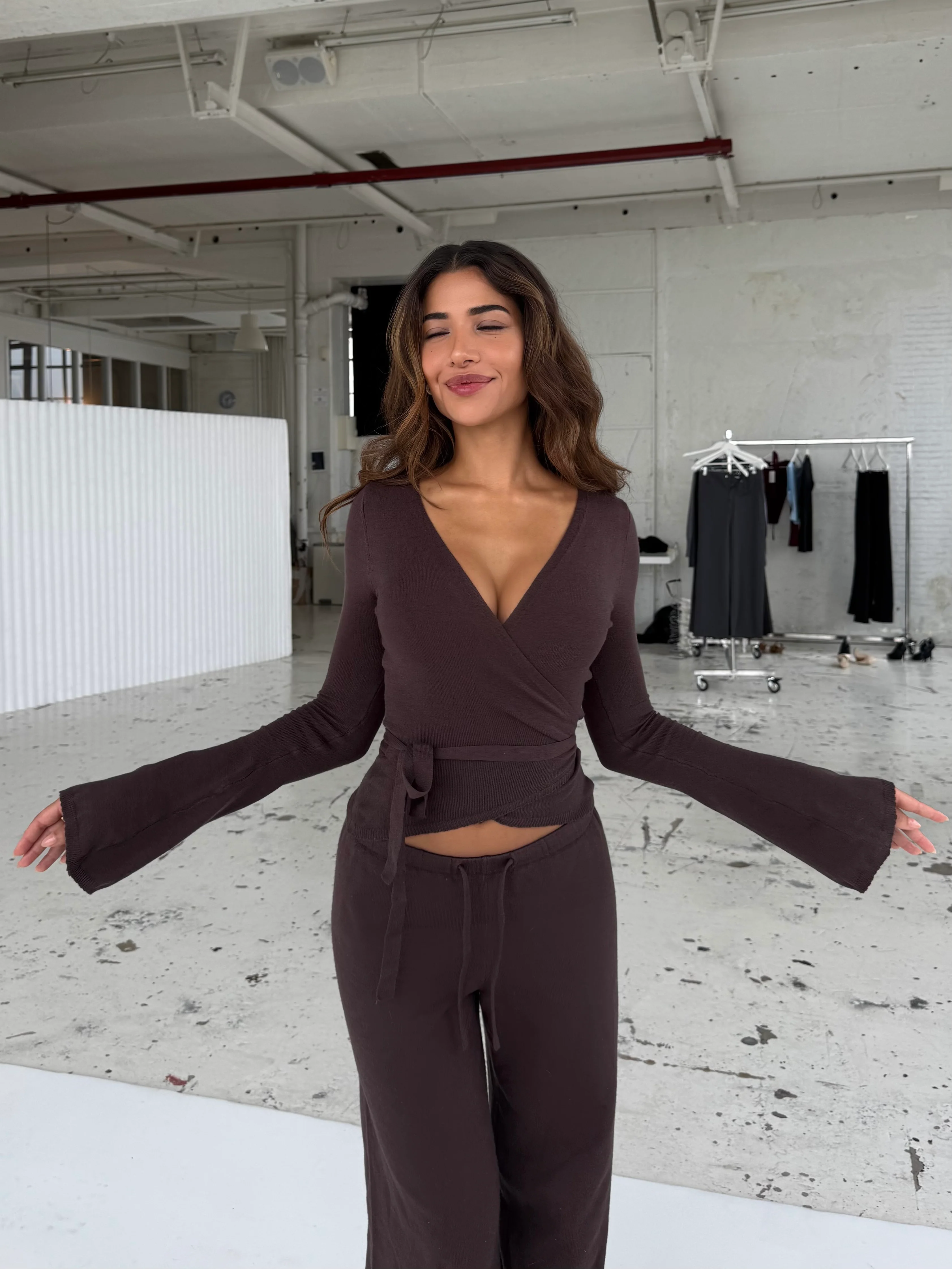 Ballerina knit top - mørk brun - Image 3