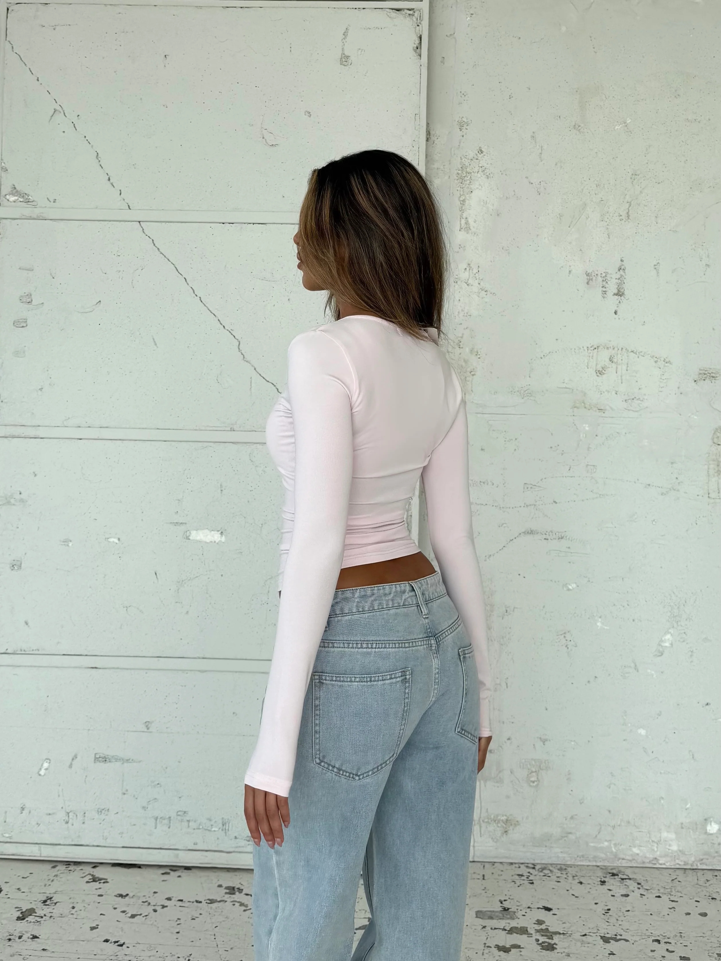 Basic v-neck top - lyserød - Image 3
