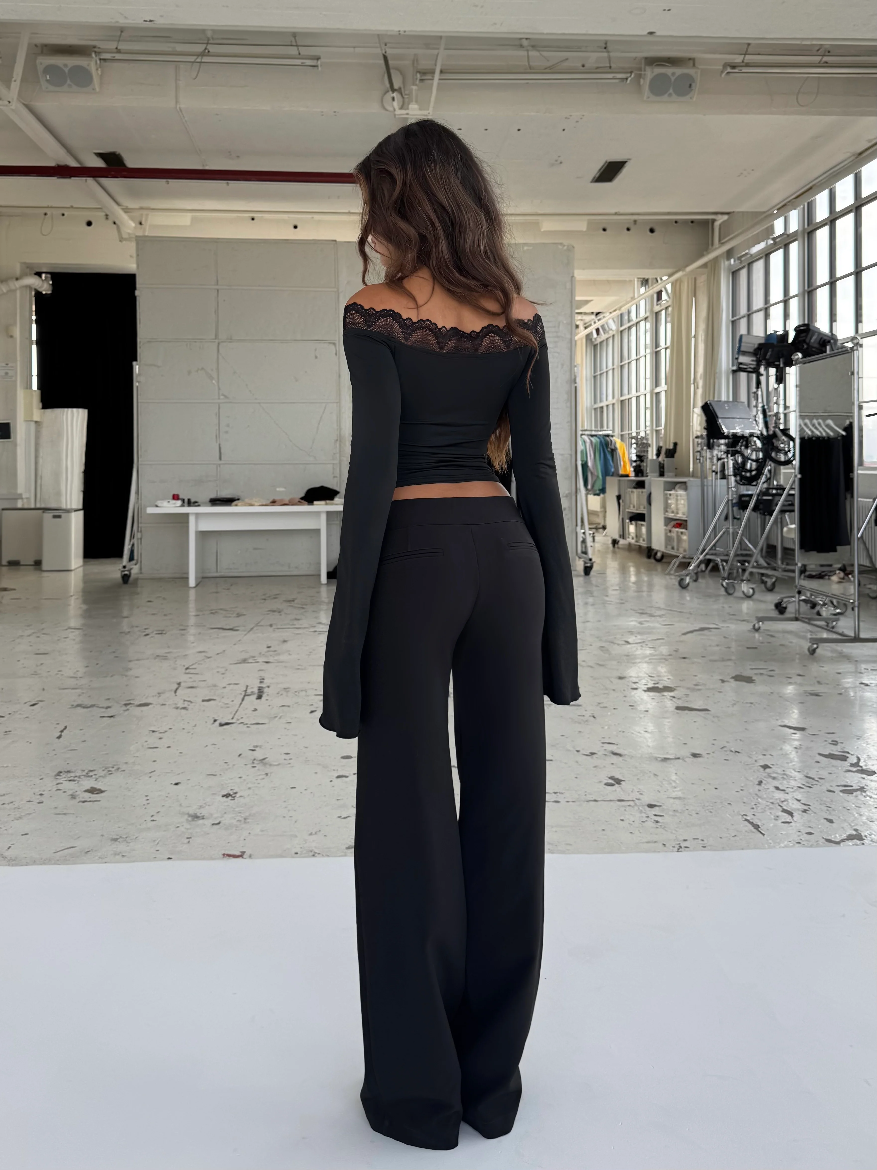 Buckle low waist bukser - sort - Image 3
