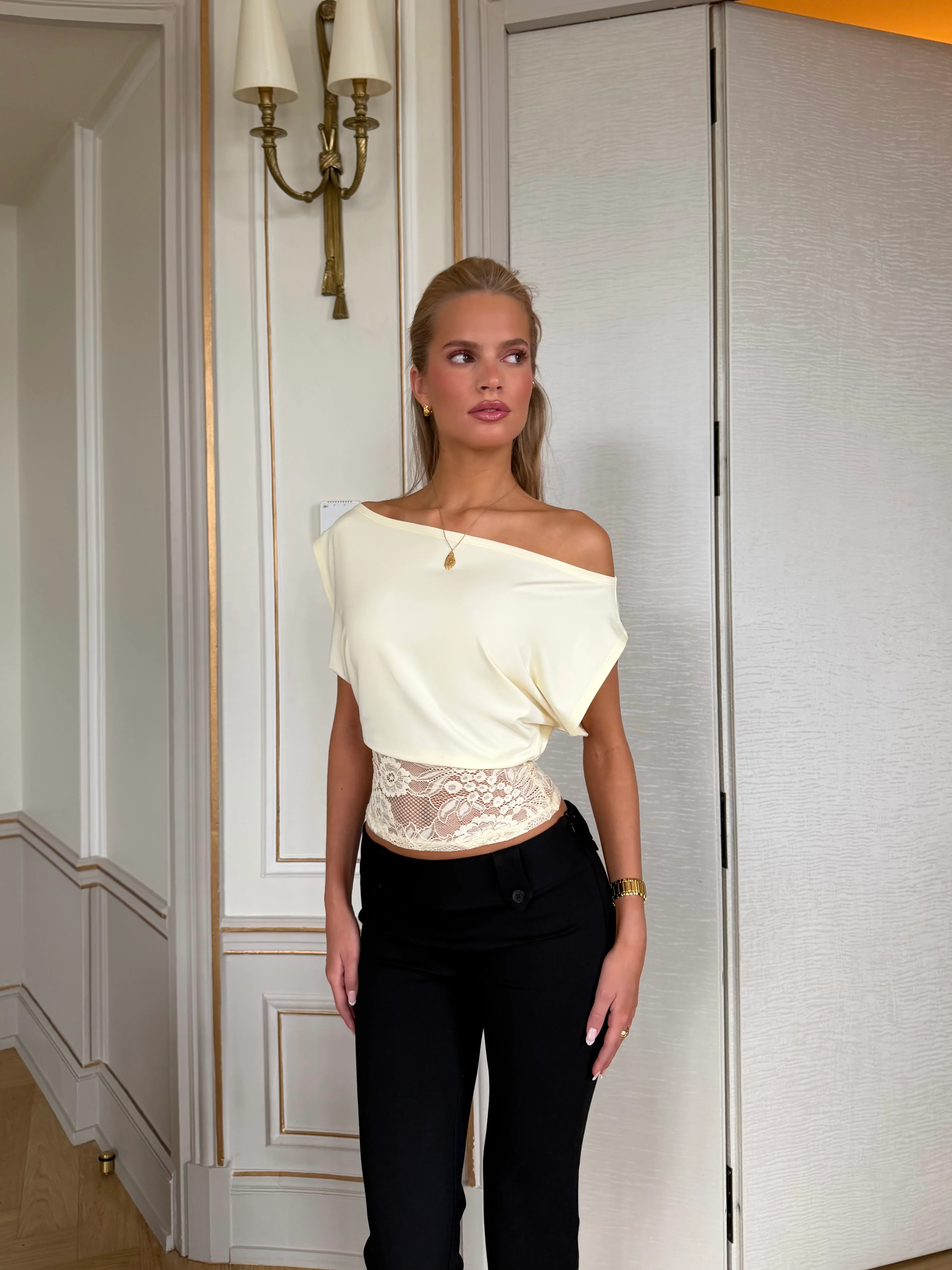 Hera basic lace top - lys gul - Image 2