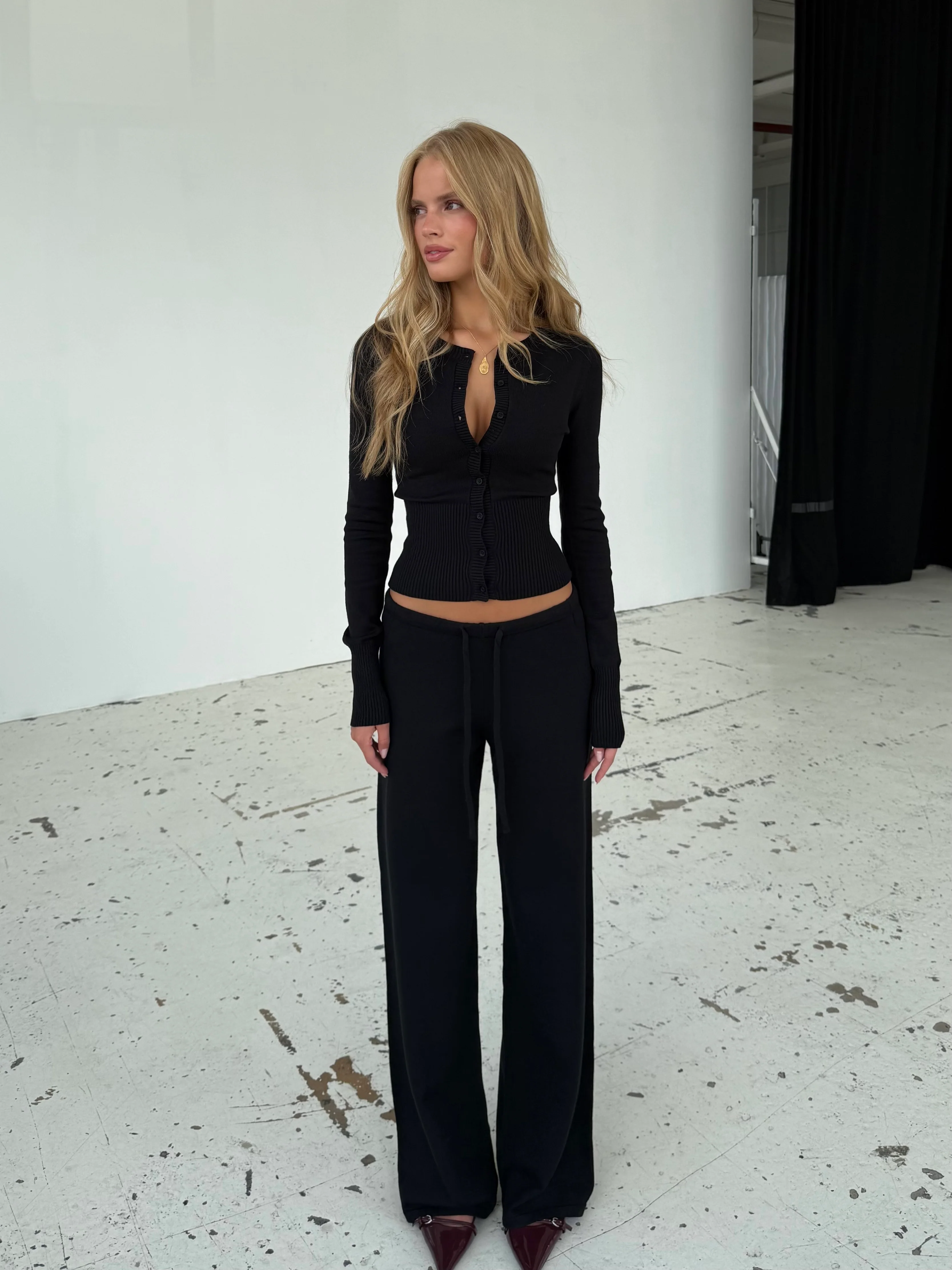 Knit Cardigan - sort - Image 3