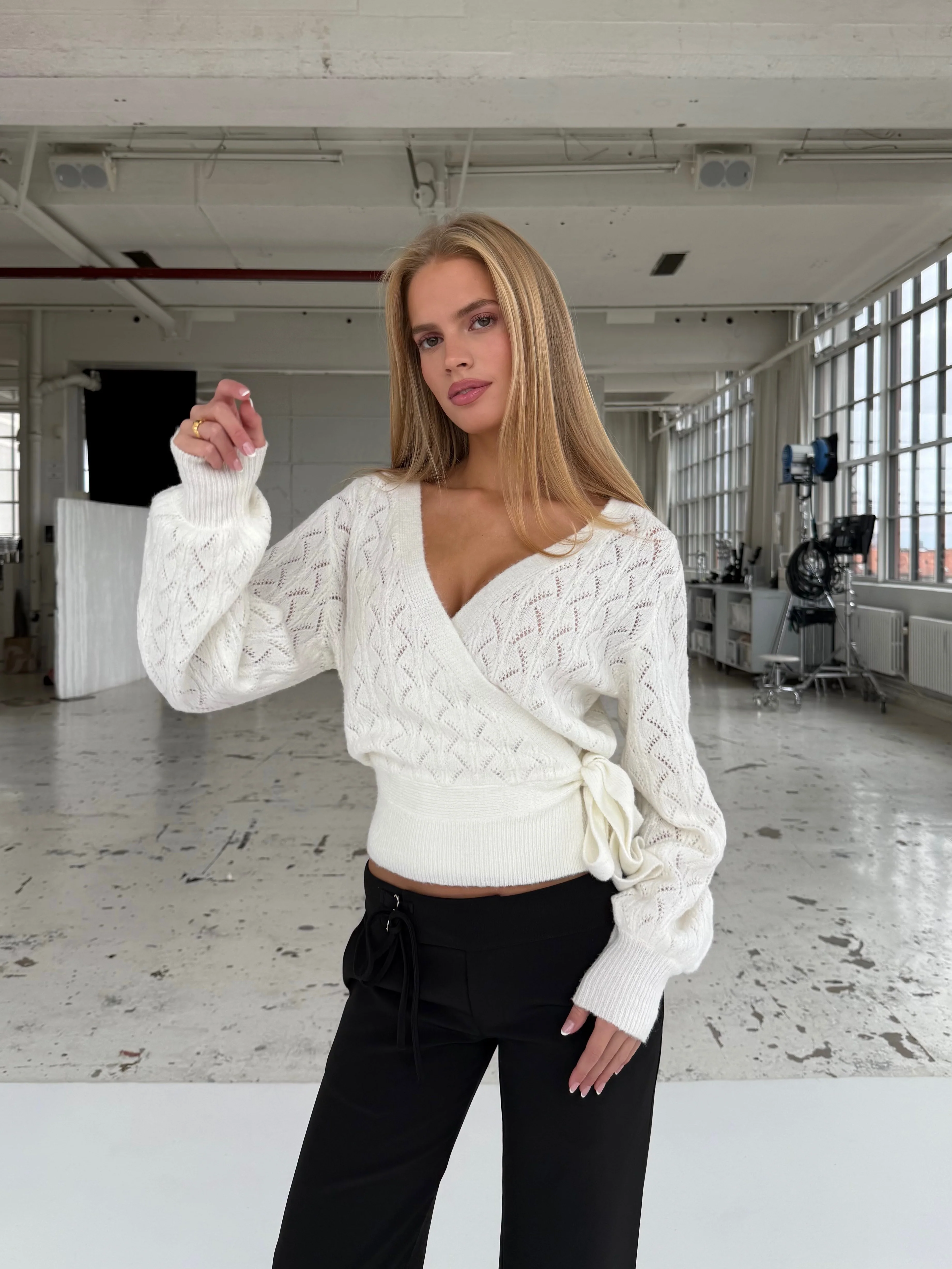 Lacework wool wrap - hvid - Image 5