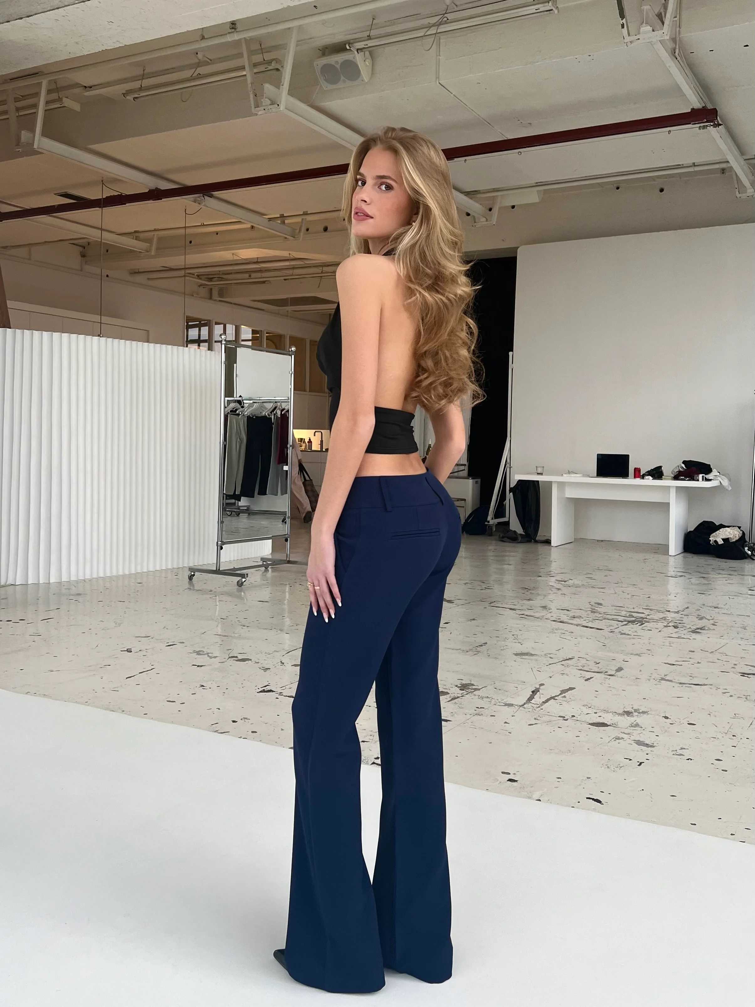 Livia low waist bukser - mørk blå - Image 2