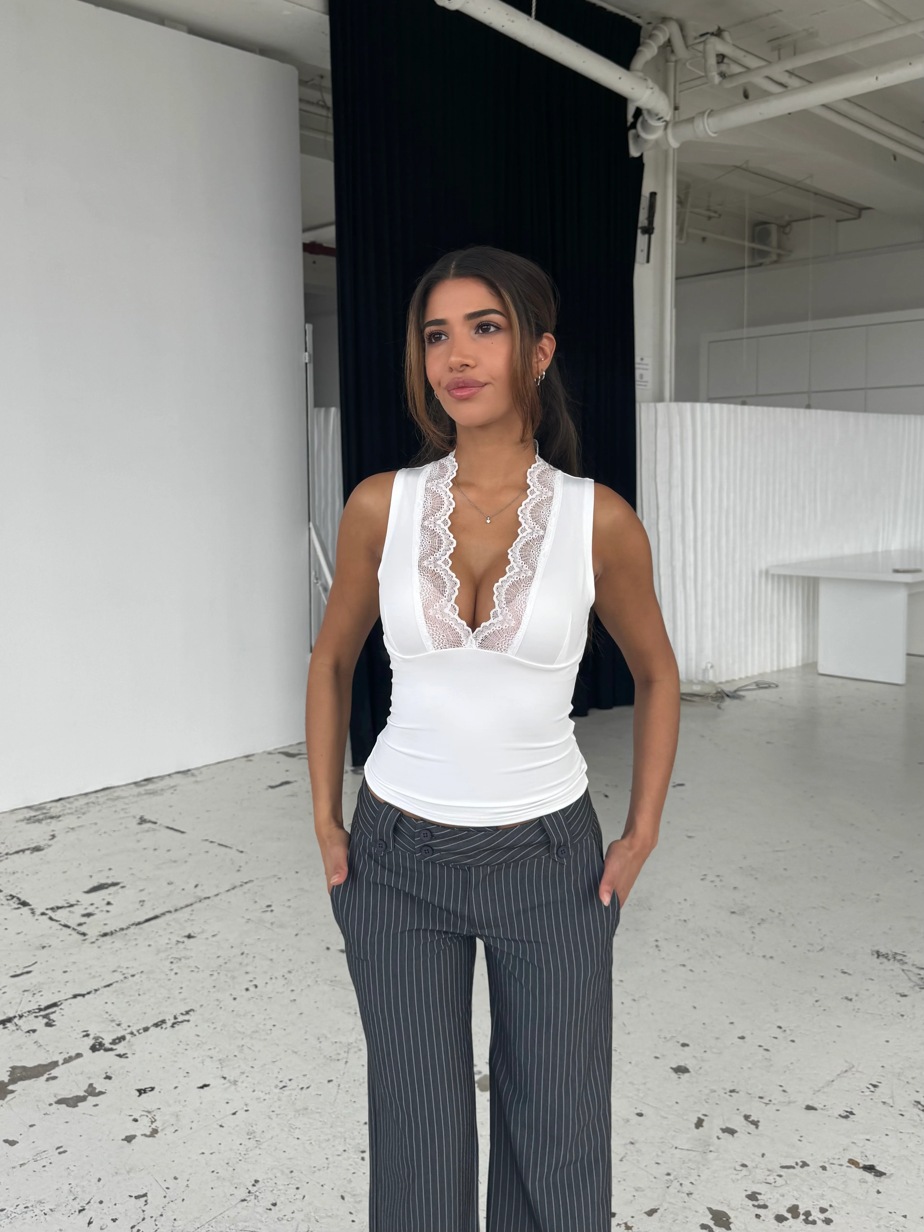 Lucia basic lace top - hvid