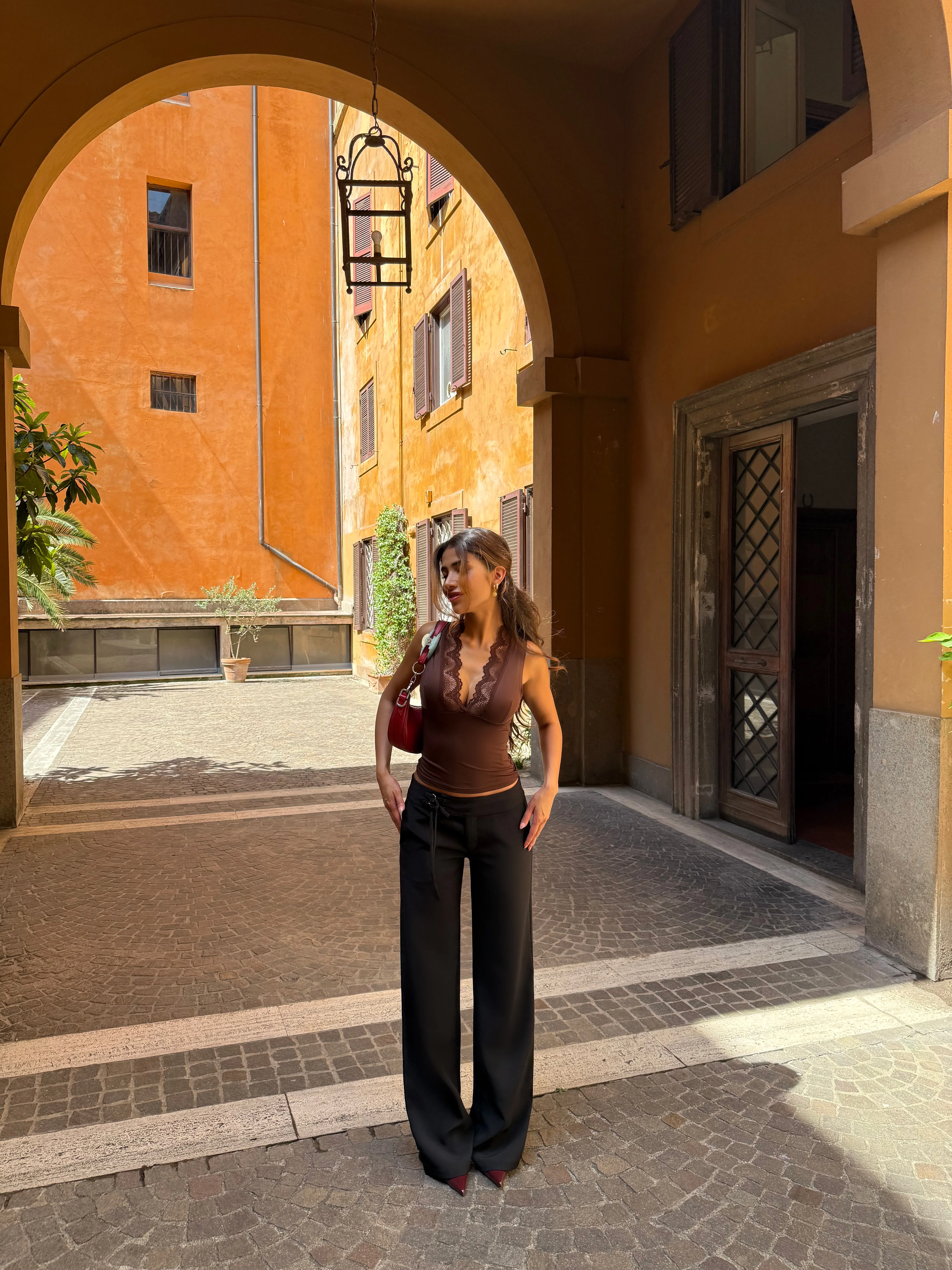 Buckle low waist bukser - sort - Image 6