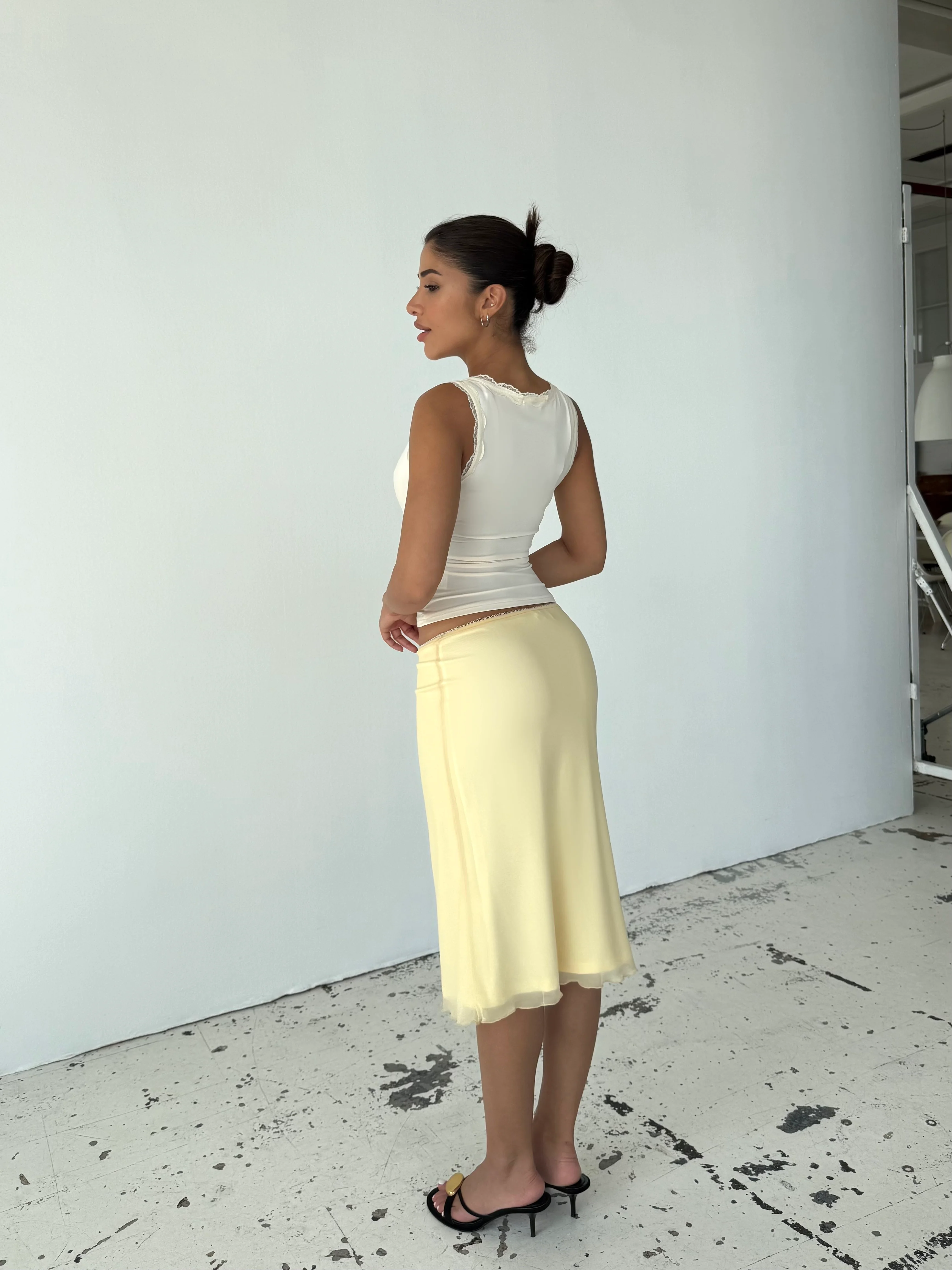 Melia mesh skirt - lys gul - Image 2