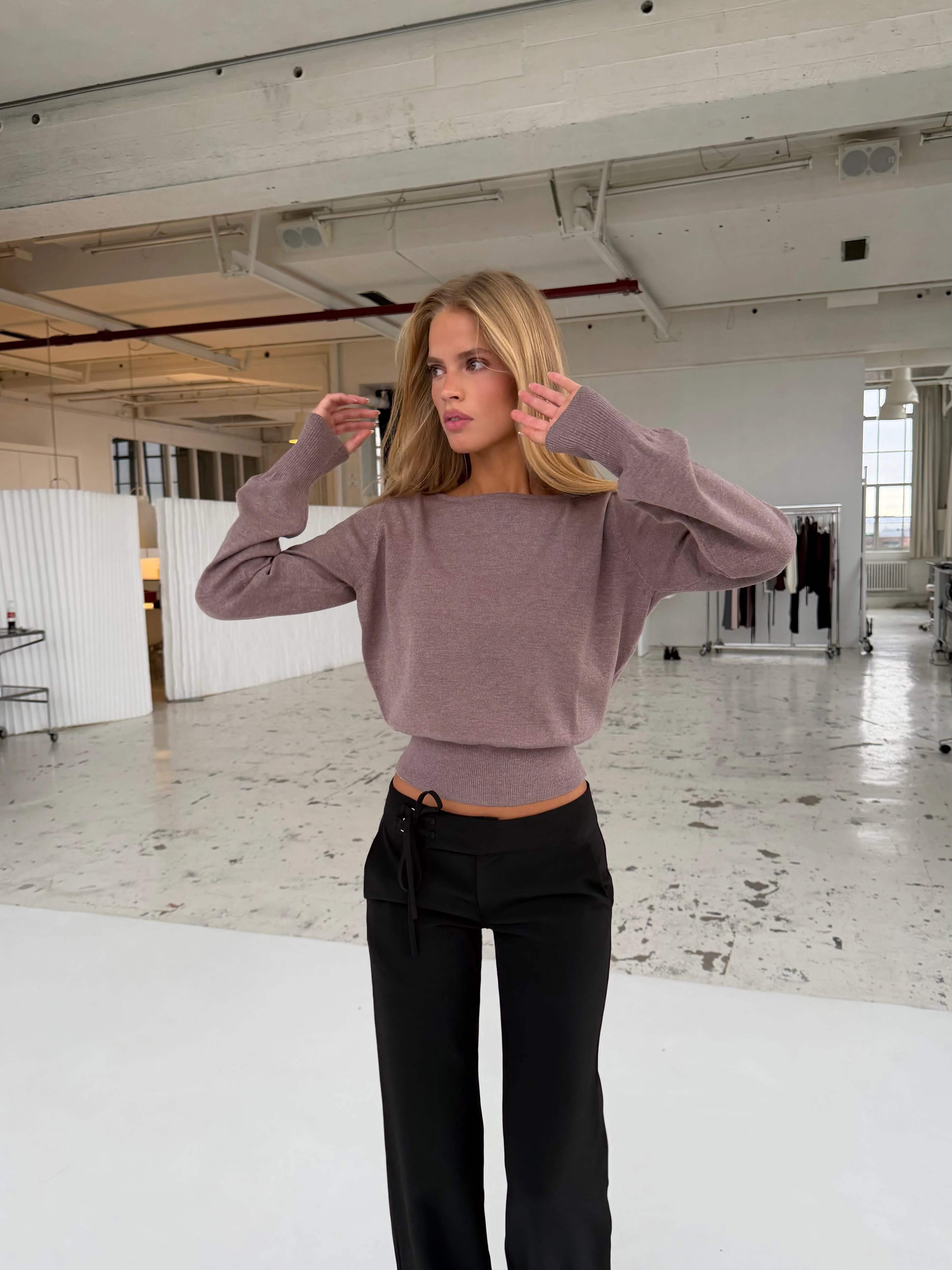 Open back knit top - lys brun - Image 2