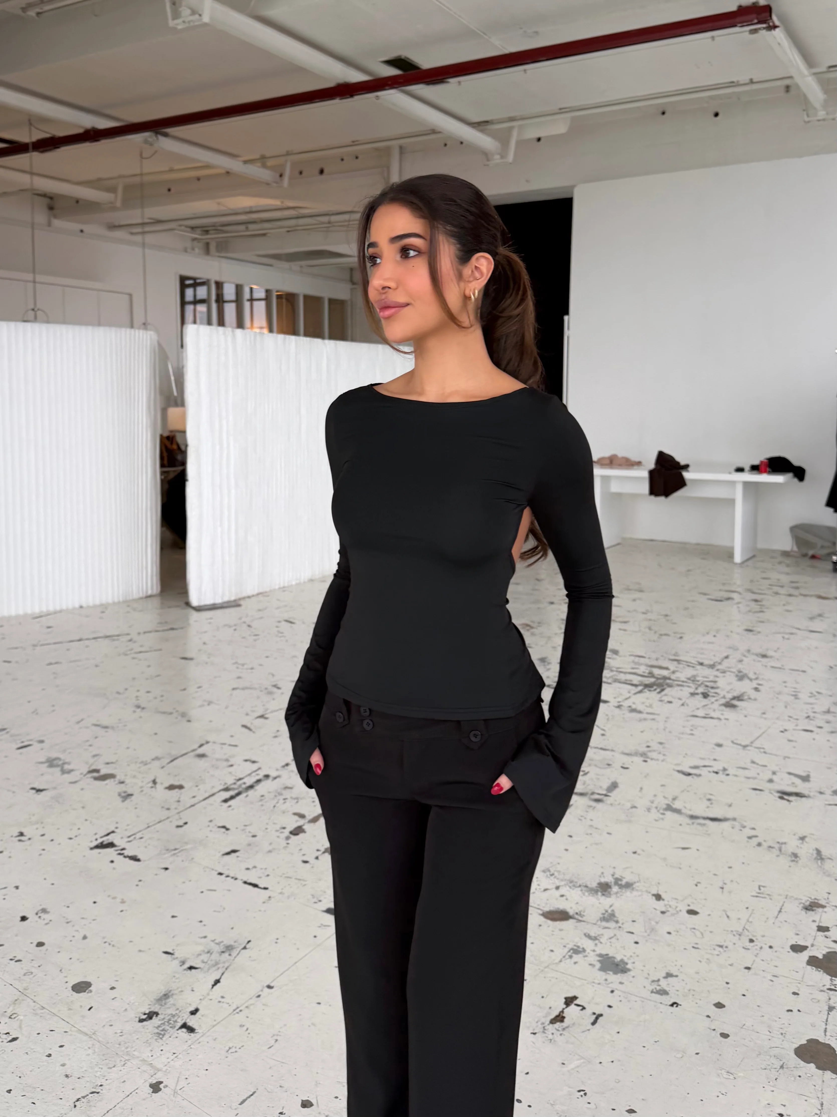Rhea long sleeve top - sort - Image 5