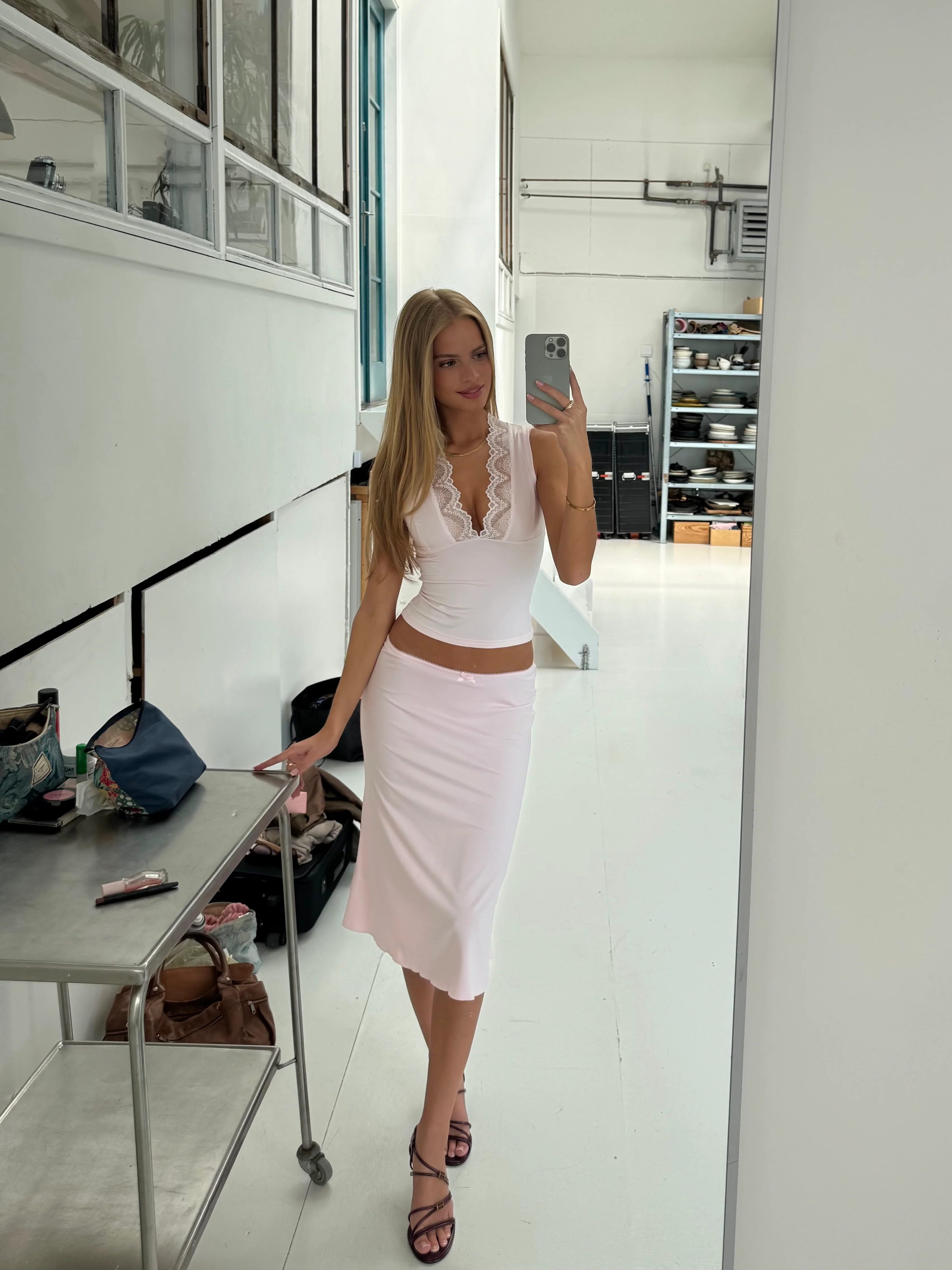 Lucia basic lace top - lyserød - Image 12