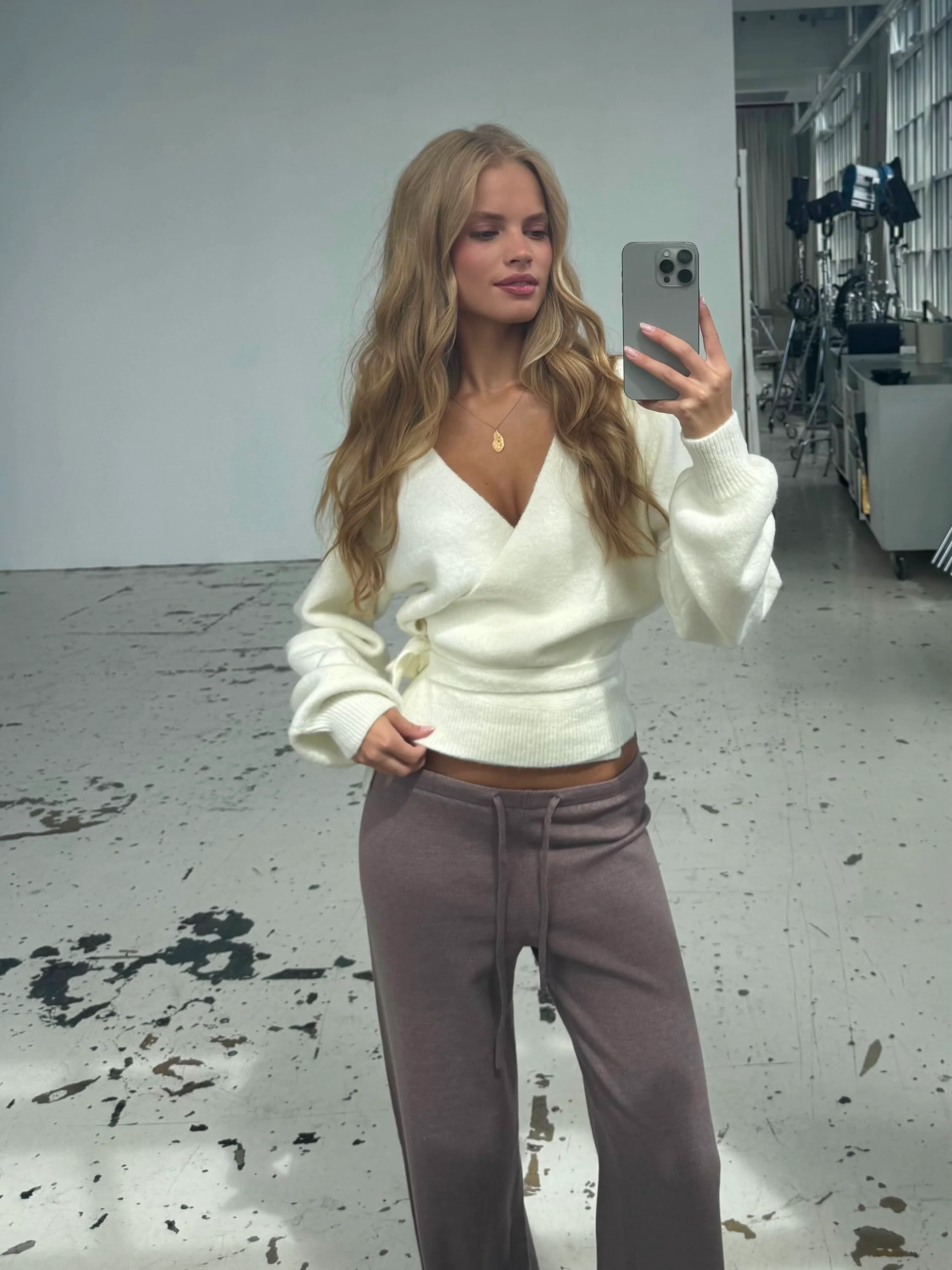 Wool blend wrap cardigan - hvid